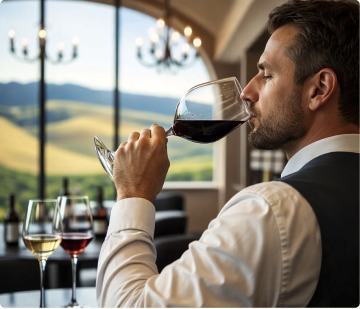Sommelier selecting and tasting wine
